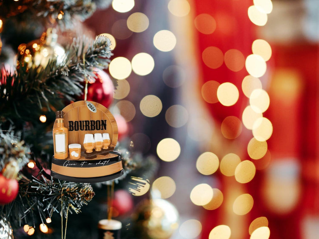 Bourbon Whiskey Christmas Ornaments - Can Easily Be Personalized at Home, Great Bourbon Gifts for Men, Bourbon Stocking Stuffers, Comes in Gift Box