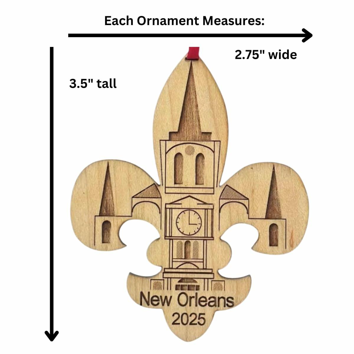 New Orleans Christmas Ornament, Big Easy, Mardi Gras Souvenir with Fleur de Lis and Click Tower Icon, Beautiful Laser Cut Wood – Great Stocking Stuffer, New OrleansTrip Idea, Comes in Gift Box