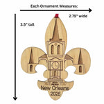 New Orleans Christmas Ornament, Big Easy, Mardi Gras Souvenir with Fleur de Lis and Click Tower Icon, Beautiful Laser Cut Wood – Great Stocking Stuffer, New OrleansTrip Idea, Comes in Gift Box