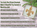 New Orleans Christmas Ornament, Big Easy, Mardi Gras Souvenir with Fleur de Lis and Click Tower Icon, Beautiful Laser Cut Wood – Great Stocking Stuffer, New OrleansTrip Idea, Comes in Gift Box