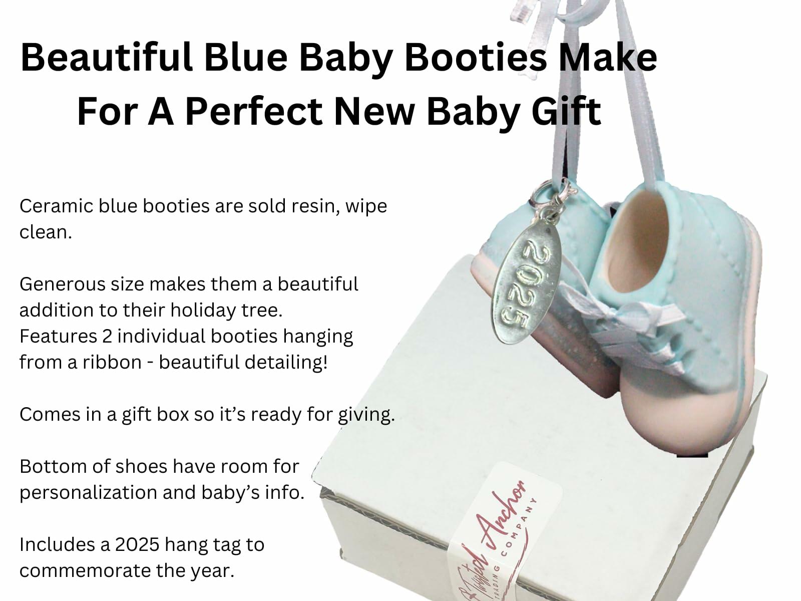Baby Boy Booties Ornament - Hanging Baby Boy Blue Shoes 2025, In Gift Box