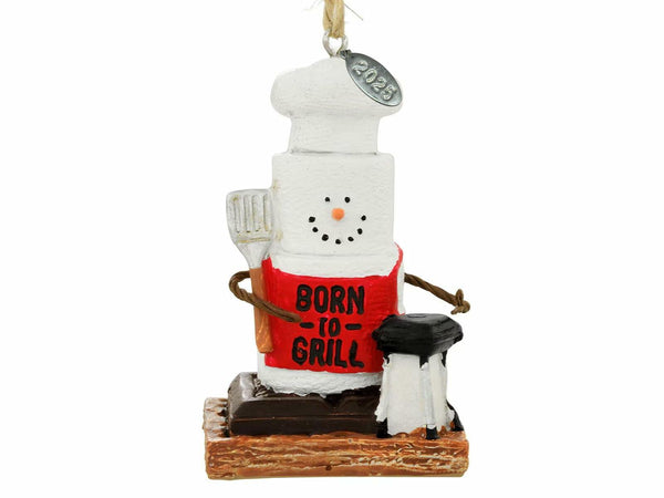 2025 Grilling Gifts for Men, Smores Ornament, BBQ Ornament - Born to Grill Smoker Comes in a Gift Box