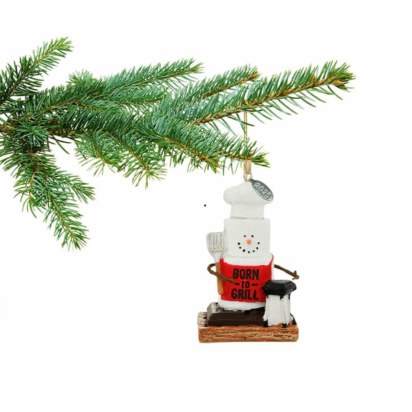 2025 Grilling Gifts for Men, Smores Ornament, BBQ Ornament - Born to Grill Smoker Comes in a Gift Box