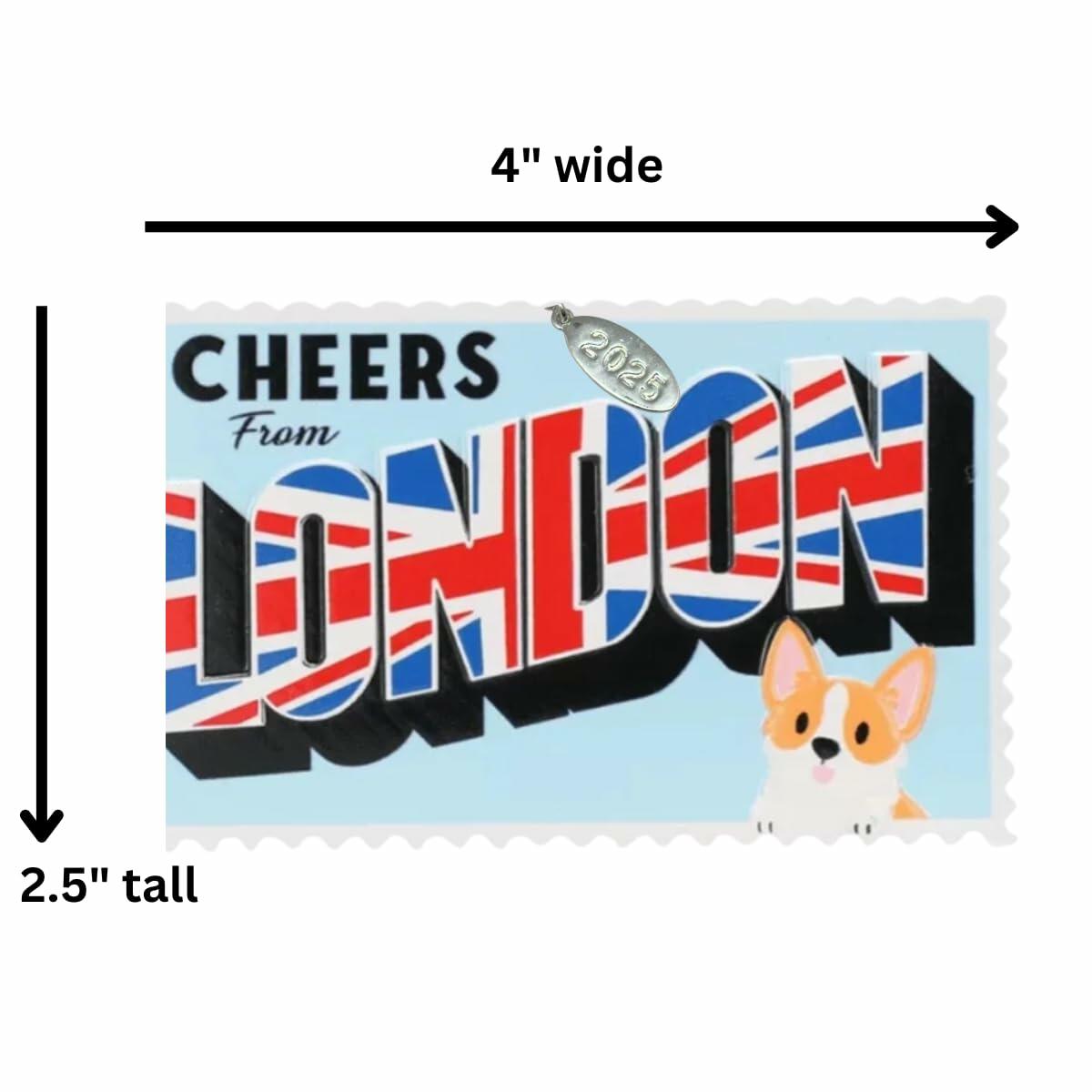 London Christmas Ornament 2025, London Ornament or Gift Idea, Trip Souvenir/Memento with British Flag, Great Britain, England Stocking Stuffer, Comes in Gift Box