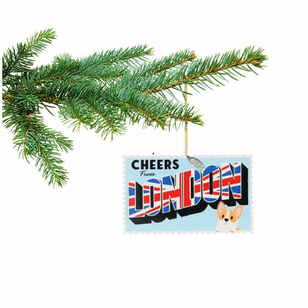 London Christmas Ornament 2025, London Ornament or Gift Idea, Trip Souvenir/Memento with British Flag, Great Britain, England Stocking Stuffer, Comes in Gift Box