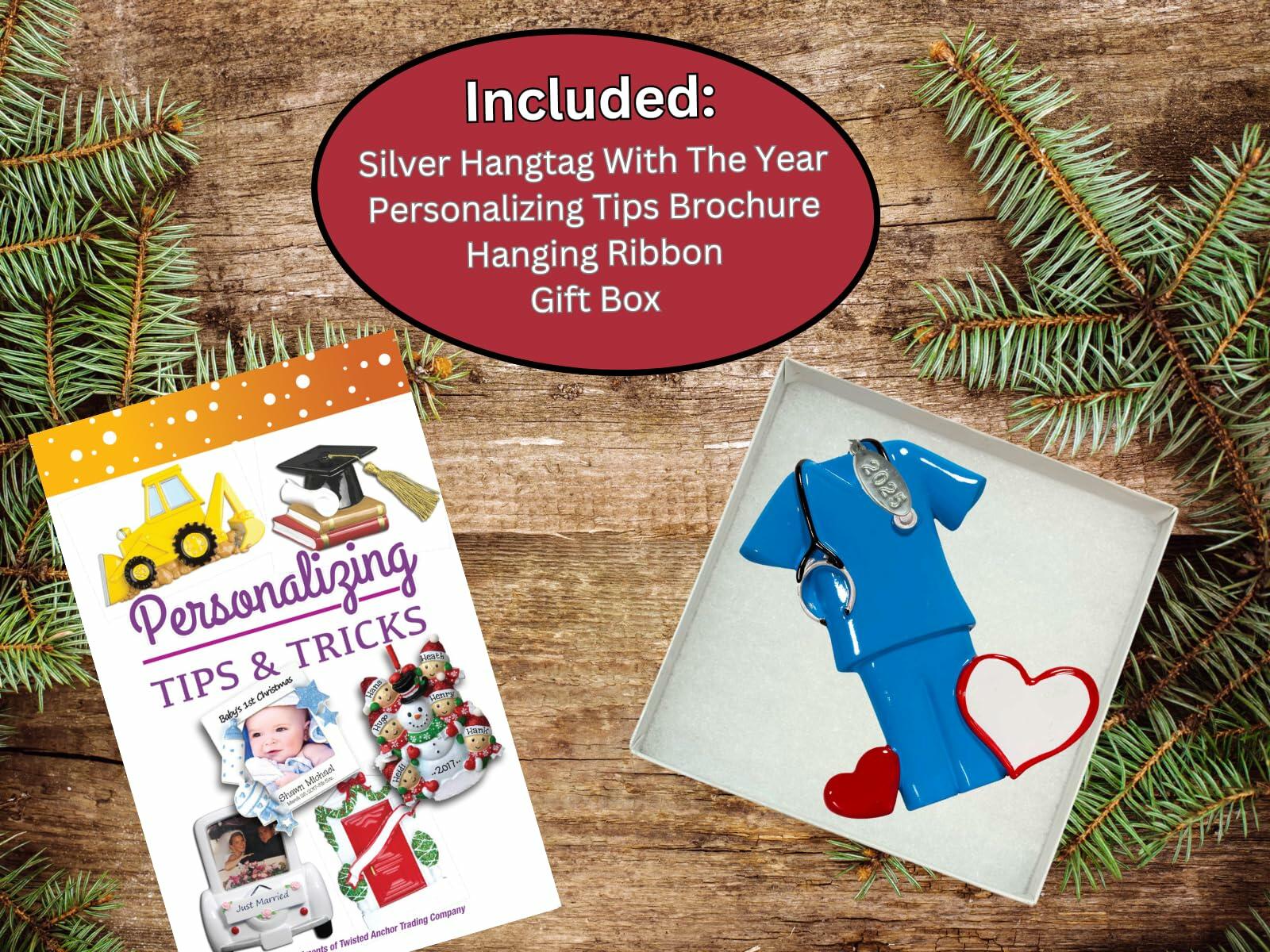 2025 Scrubs Nurse Ornament or Doctor Ornament - Can Be Personalized - Great for Medical Student Gifts, Doctor Gifts or Nurse Gifts - Comes in a Pretty Organza Gift Bag so its Ready for Giving