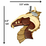 2025 Dragon Ornament, Elegant Wooden Dragon Ornament, Stunning Multi-Color Wood, Handcrafted Two-Tone Intarsia Design, with Gift Box - Beautiful Mystical, Fantasy Gift for Dragon Lovers