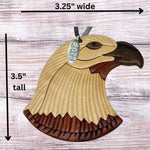 Two-Tone Intarsia Wood Bald Eagle Ornament 2025, Handcrafted Solid Piece - Great Air Force Ornament, Bald Eagle Gifts for Men, or Eagle Scout Ornament - 3" Size - Comes in Gift Box