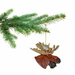 Moose Ornament 2025 Two-Tone Wood Intarsia Design Moose Head Christmas Ornament - Great Big Game Hunter Gift Idea - Comes in a Gift Box so It's Ready for Giving