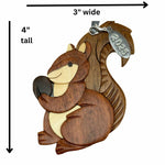 Squirrel Ornament 2025 Two-Tone Wood Christmas Ornament - Handcrafted Wood Intarsia Design - Comes in A Gift Box So It's Ready for Giving