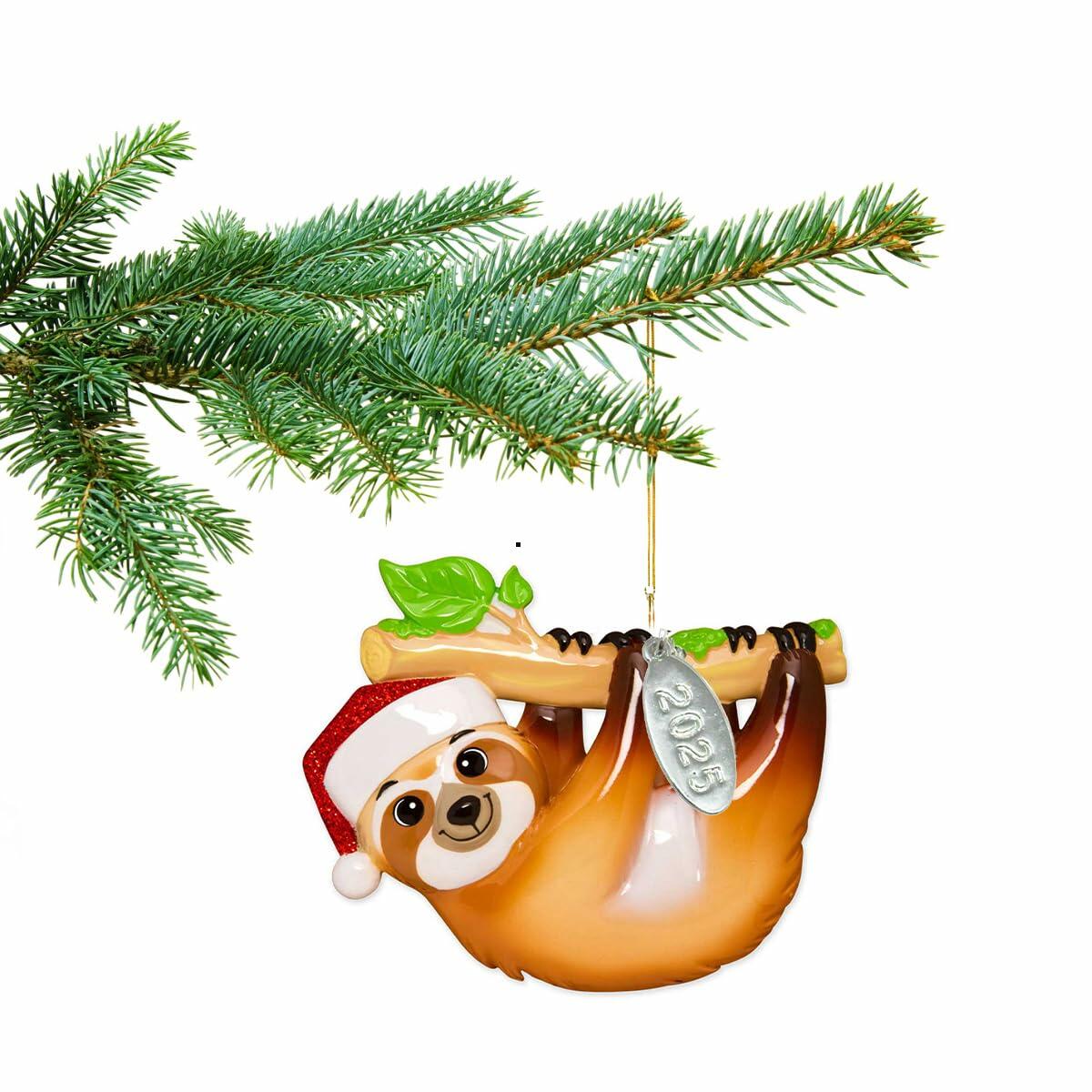 Sloth Ornament - Sloth Christmas Ornaments 2025 - Easy to Personalize - Comes in a Gift Box So It's Ready for Giving