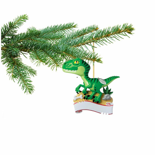 Dinosaur Ornament - Velociraptor Christmas Ornament 2025 - Easy to Personalize at Home - Comes in Gift Box So Its Ready for Giving!