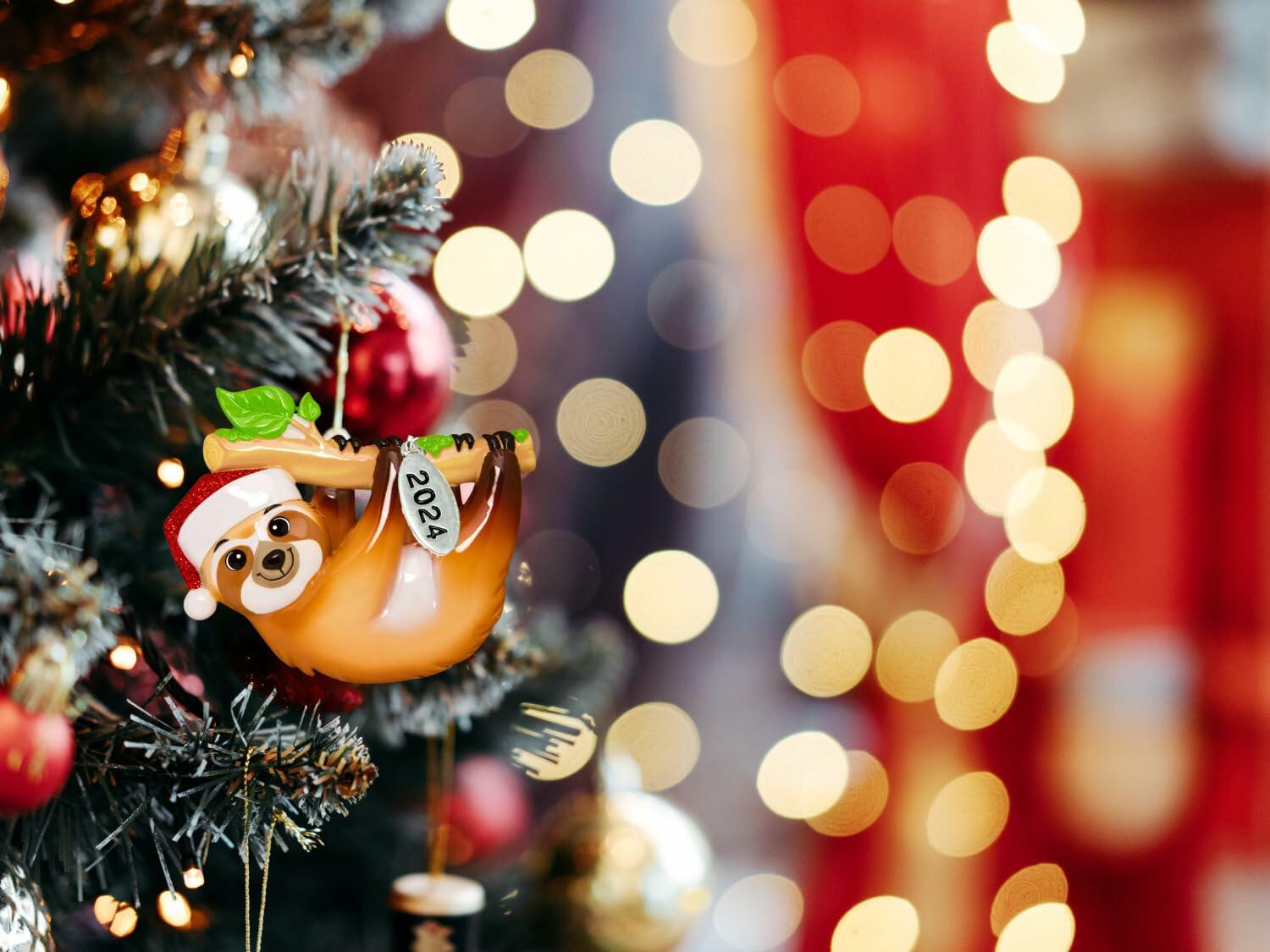 Sloth Ornament - Sloth Christmas Ornaments 2025 - Easy to Personalize - Comes in a Gift Box So It's Ready for Giving