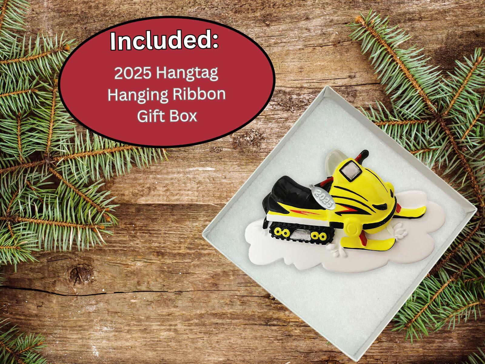 Snowmobile Ornament 2025, Snowmobile Gifts, Snowmobiling Christmas Ornament - Easy to Personalize at Home, Comes in A Gift Box So It's Ready for Giving