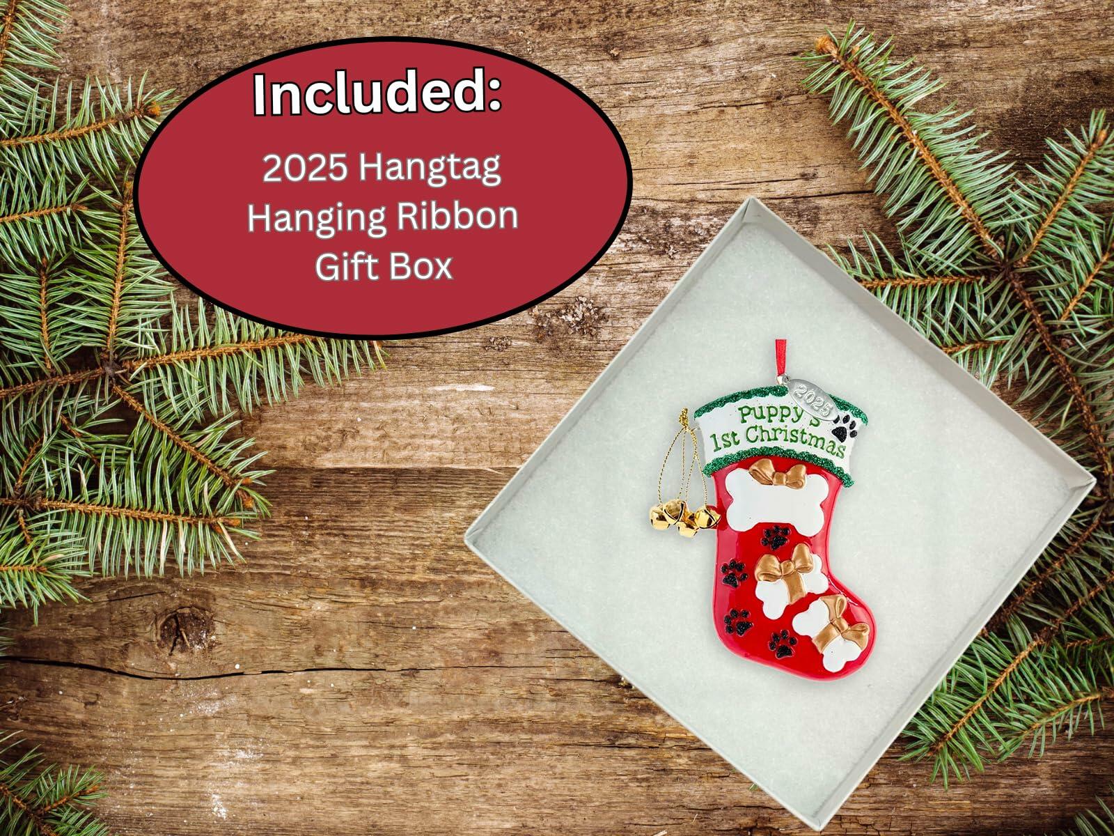 Puppy's First, Dogs First Christmas Ornament 2025 - Dog Christmas Ornaments - Easy to Personalize at Home - Comes in a Gift Box so Its Ready for Giving
