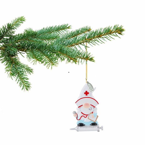 Adorable Gnome Nurse Ornament with Clipboard, Cute Nursing Christmas Ornaments or Medical Ornament - Ideal for Nurse Appreciation, Nurses Gift, 2025 - Easy to Personalize at Home, Comes in Gift Box