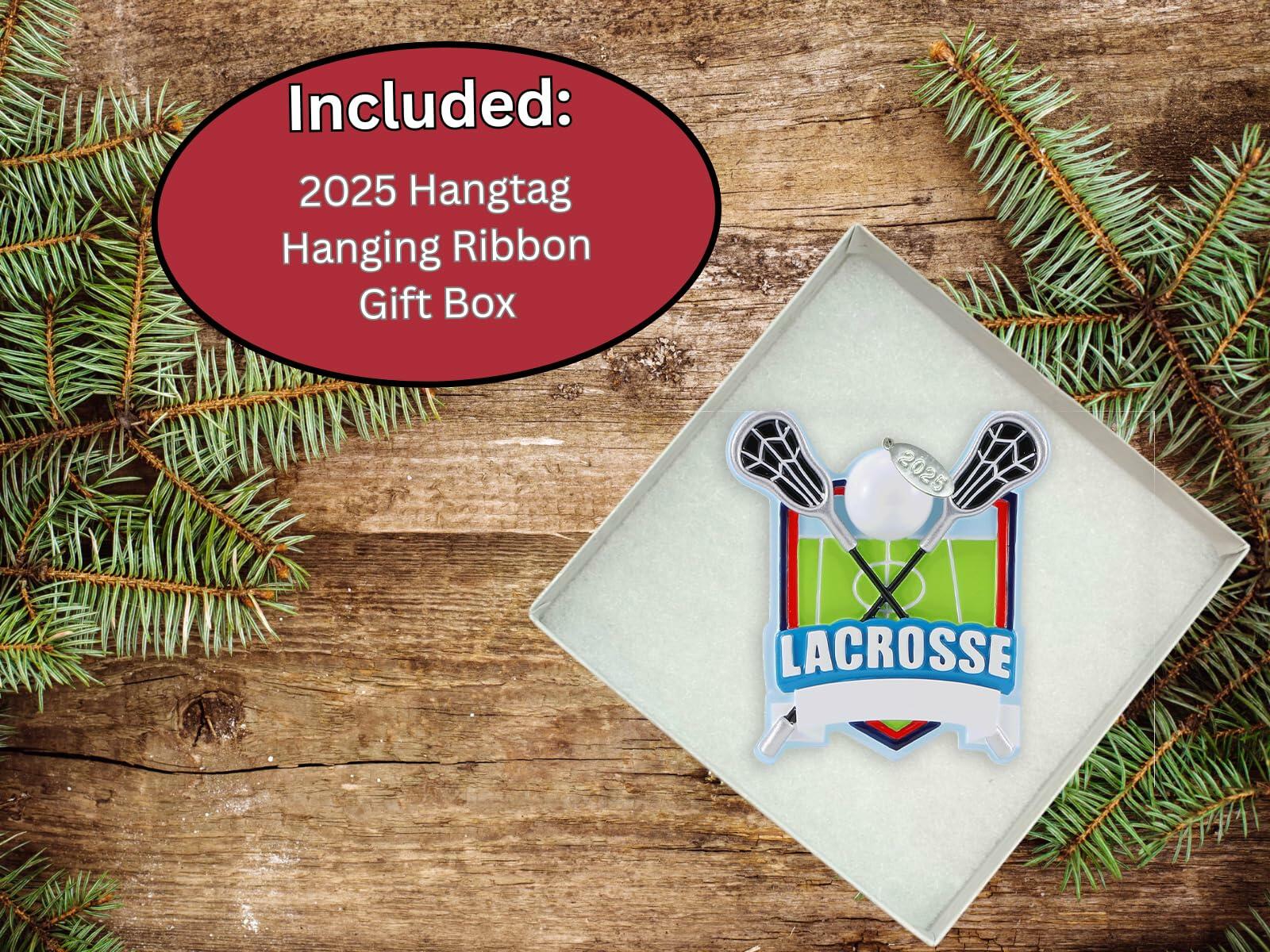 La Crosse Ornamement, La Crosse Player Gifts, La Crosse Christmas Tree Ornaments, Can Be Personalized - Includes 2025 Hangtag and Gift Box (Lacrosse)