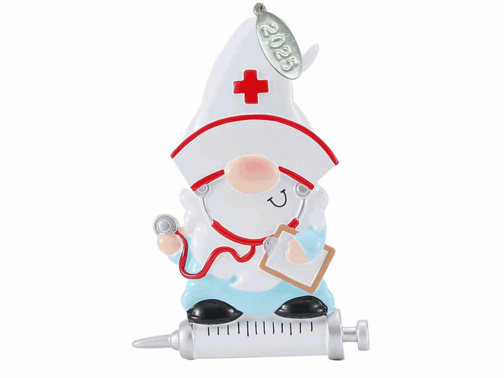 Adorable Gnome Nurse Ornament with Clipboard, Cute Nursing Christmas Ornaments or Medical Ornament - Ideal for Nurse Appreciation, Nurses Gift, 2025 - Easy to Personalize at Home, Comes in Gift Box