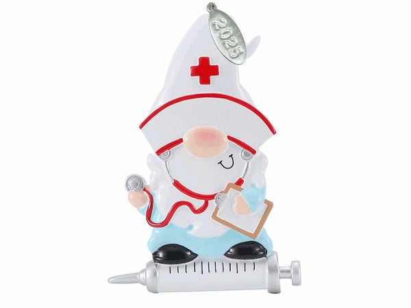 Adorable Gnome Nurse Ornament with Clipboard, Cute Nursing Christmas Ornaments or Medical Ornament - Ideal for Nurse Appreciation, Nurses Gift, 2025 - Easy to Personalize at Home, Comes in Gift Box