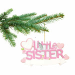 Brother or Sister Ornament 2025 - Big Brother, Big Sister, Little Brother, Little Sister Christmas Ornaments - Easy to Personalize - Comes in Gift Box So It's Ready for Giving (Little Sister - Pink)