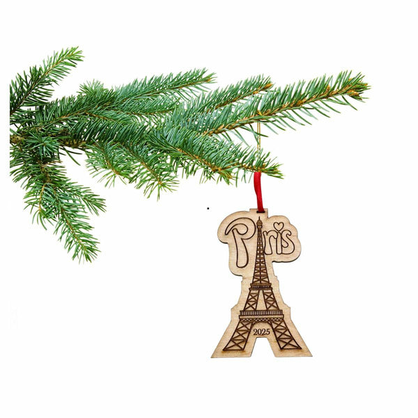 Paris Christmas Ornament 2024 in Laser Cut Wood - Paris Souvenirs and Gifts, Eiffel Tower Ornament, Olympics, Olympic Games Souvenir, Ornament, Memorabilia - Comes in a Gift Box