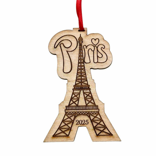 Paris Christmas Ornament 2024 in Laser Cut Wood - Paris Souvenirs and Gifts, Eiffel Tower Ornament, Olympics, Olympic Games Souvenir, Ornament, Memorabilia - Comes in a Gift Box