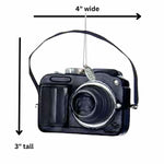 Camera Ornament - Camera Gifts - Fun Camera Christmas Tree Ornament 2025, Black & Silver with Replica Strap - Comes in a Gift Box