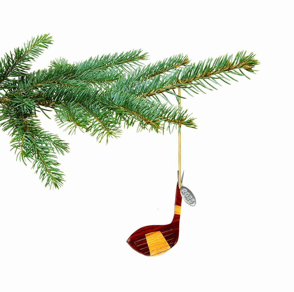 2026 Golf Ornament, Handcrafted Intarsia Two-Tone Wood Ornament, Great Golfing Gift, In Gift Box