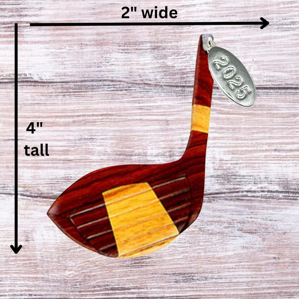 2026 Golf Ornament, Handcrafted Intarsia Two-Tone Wood Ornament, Great Golfing Gift, In Gift Box