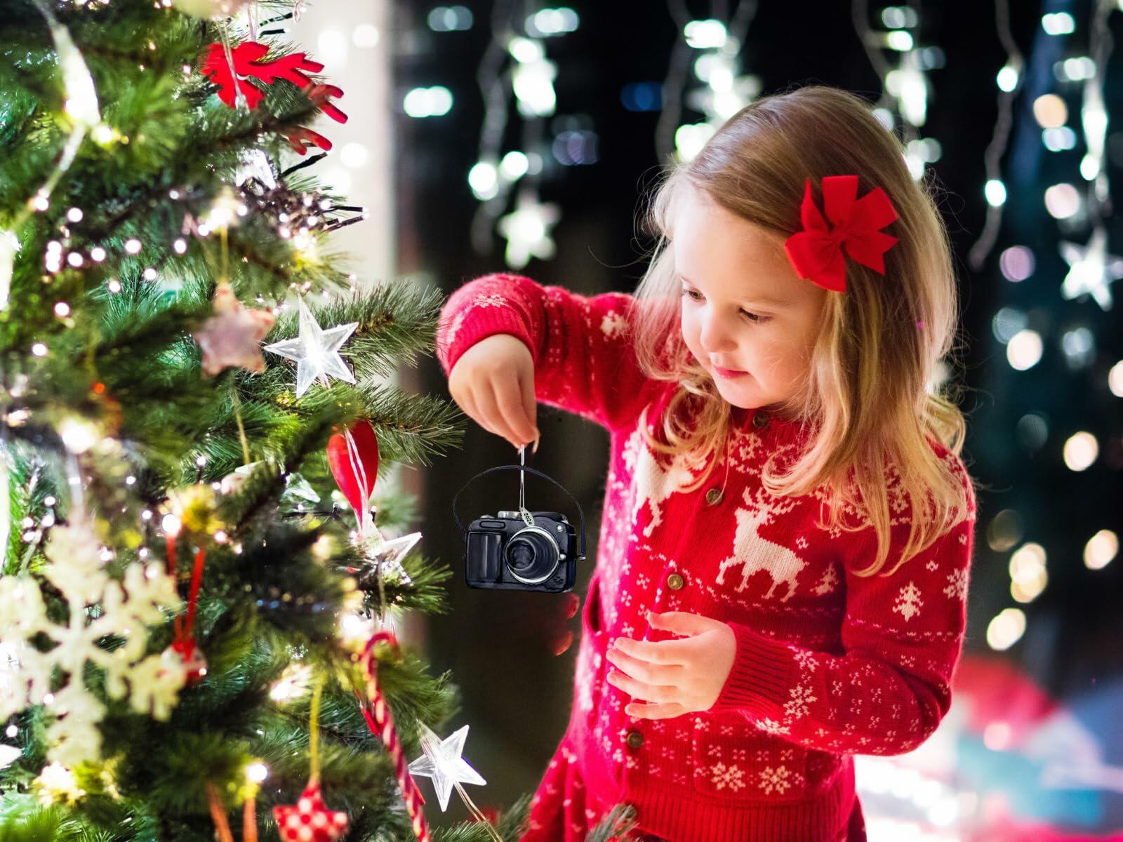 Camera Ornament - Camera Gifts - Fun Camera Christmas Tree Ornament 2025, Black & Silver with Replica Strap - Comes in a Gift Box