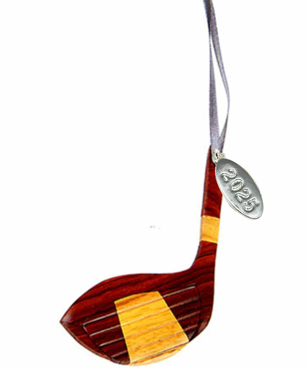 2026 Golf Ornament, Handcrafted Intarsia Two-Tone Wood Ornament, Great Golfing Gift, In Gift Box