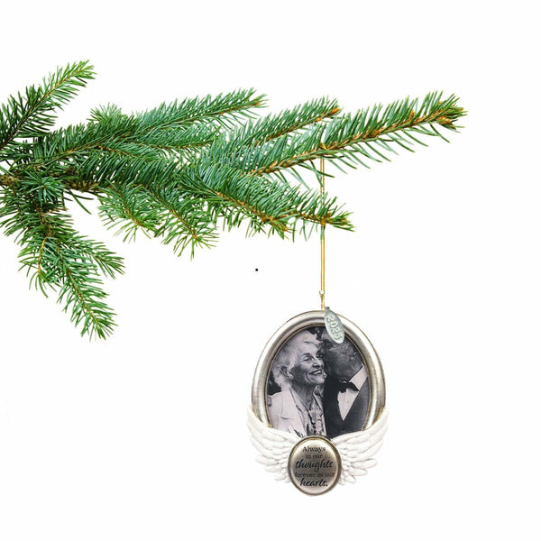 Memorial Picture Frame, Memorial Ornament 2025, Memory Picture Frame To Stand or Hang, Memorial Gift - Always In Our Thoughts - Comes in a gift box so it's ready for giving
