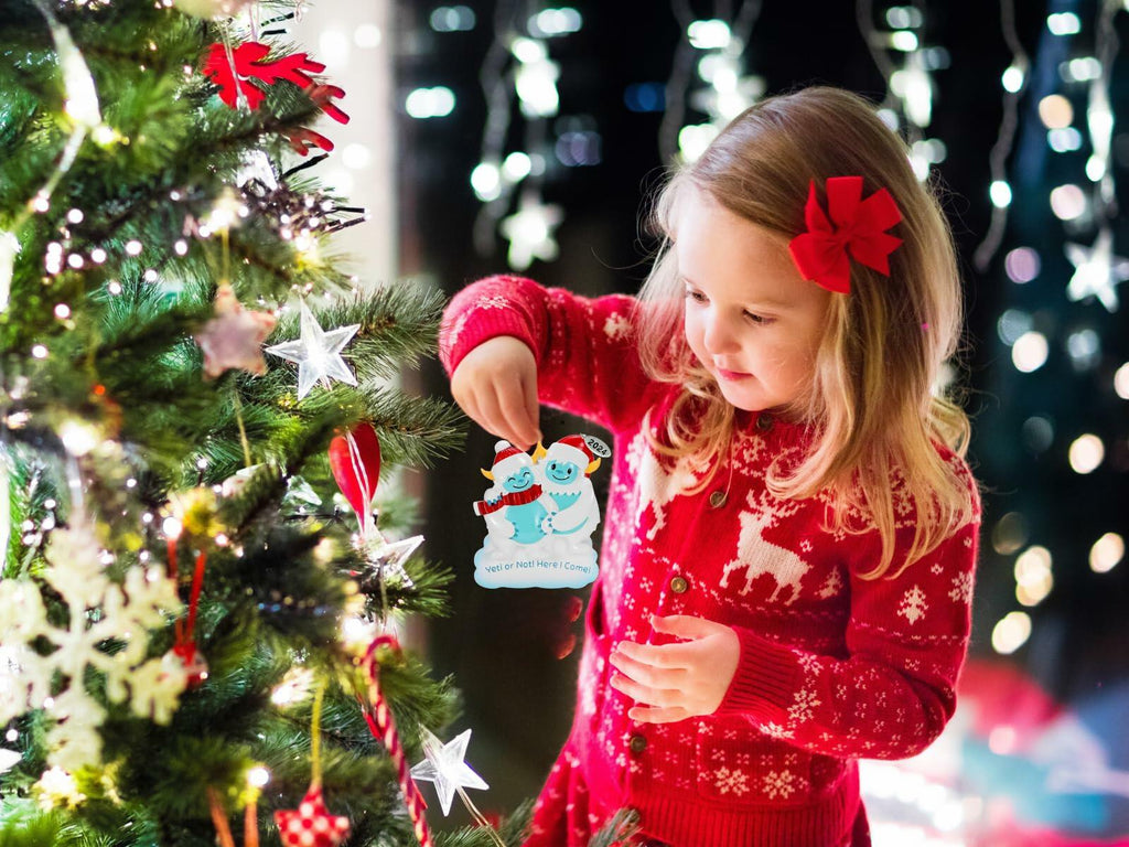 Expecting Ornament, Pregnant Christmas Ornament - Cute and Funny Yeti or Not Here I Come Design - Can Be Personalized at Home, Comes in a Gift Box