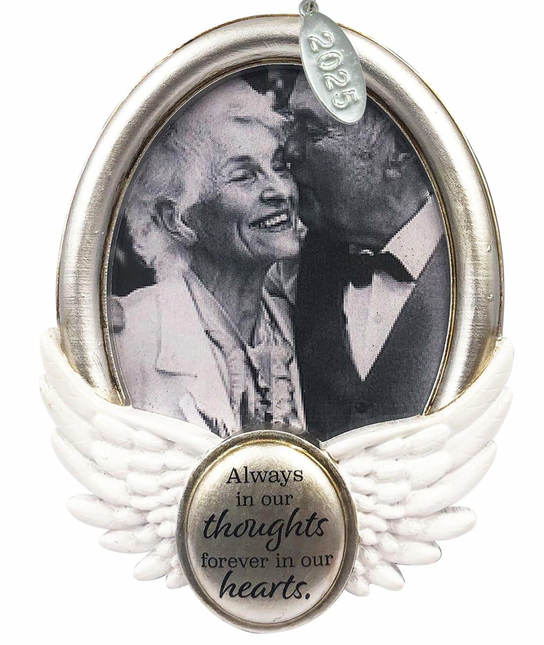 Memorial Picture Frame, Memorial Ornament 2025, Memory Picture Frame To Stand or Hang, Memorial Gift - Always In Our Thoughts - Comes in a gift box so it's ready for giving