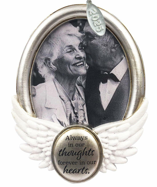 Memorial Picture Frame, Memorial Ornament 2025, Memory Picture Frame To Stand or Hang, Memorial Gift - Always In Our Thoughts - Comes in a gift box so it's ready for giving
