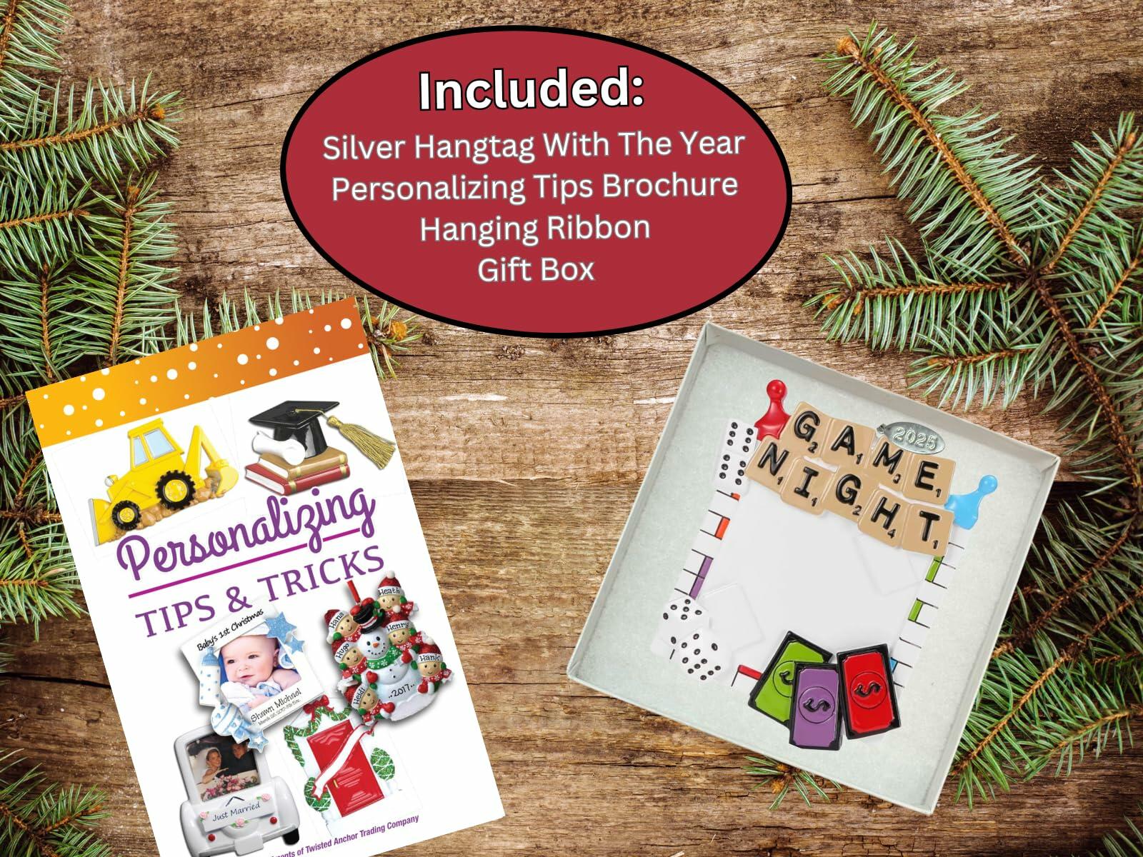 Game Night Christmas Ornament, Board Game Ornament Gift Idea, Stocking Stuffer Easily Personalized at Home - Arrives in Gift Box - 2025