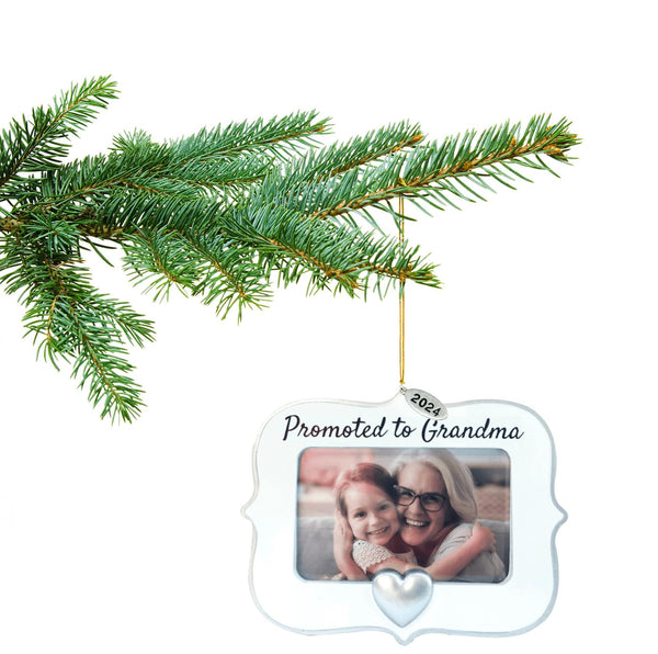 Grandmas First Christmas Ornament Picture Frame 2024, Easy to Personalize At Home, Comes in Gift Box