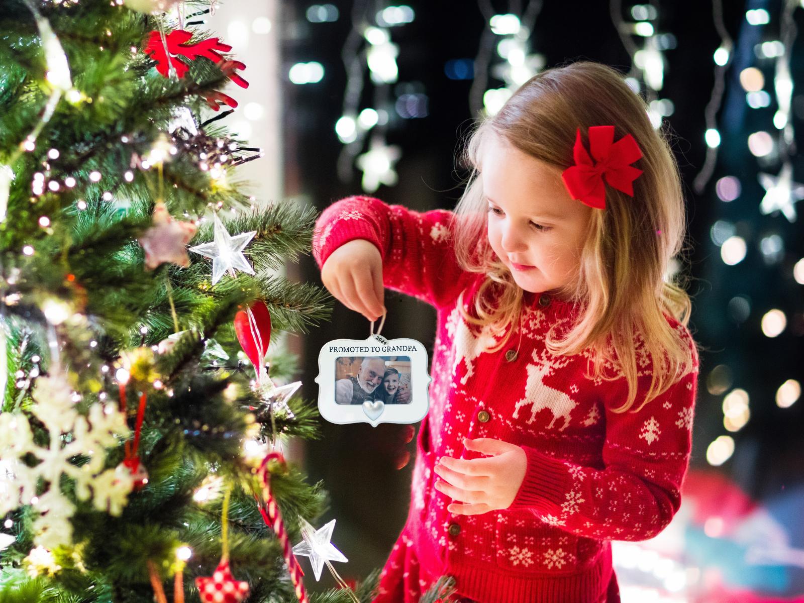 Grandpa's First Christmas Ornament 2024 Photo Frame New Grandfather, Gift Boxed