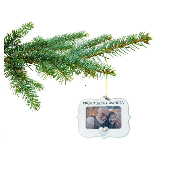 Grandpa's First Christmas Ornament 2024 Photo Frame New Grandfather, Gift Boxed