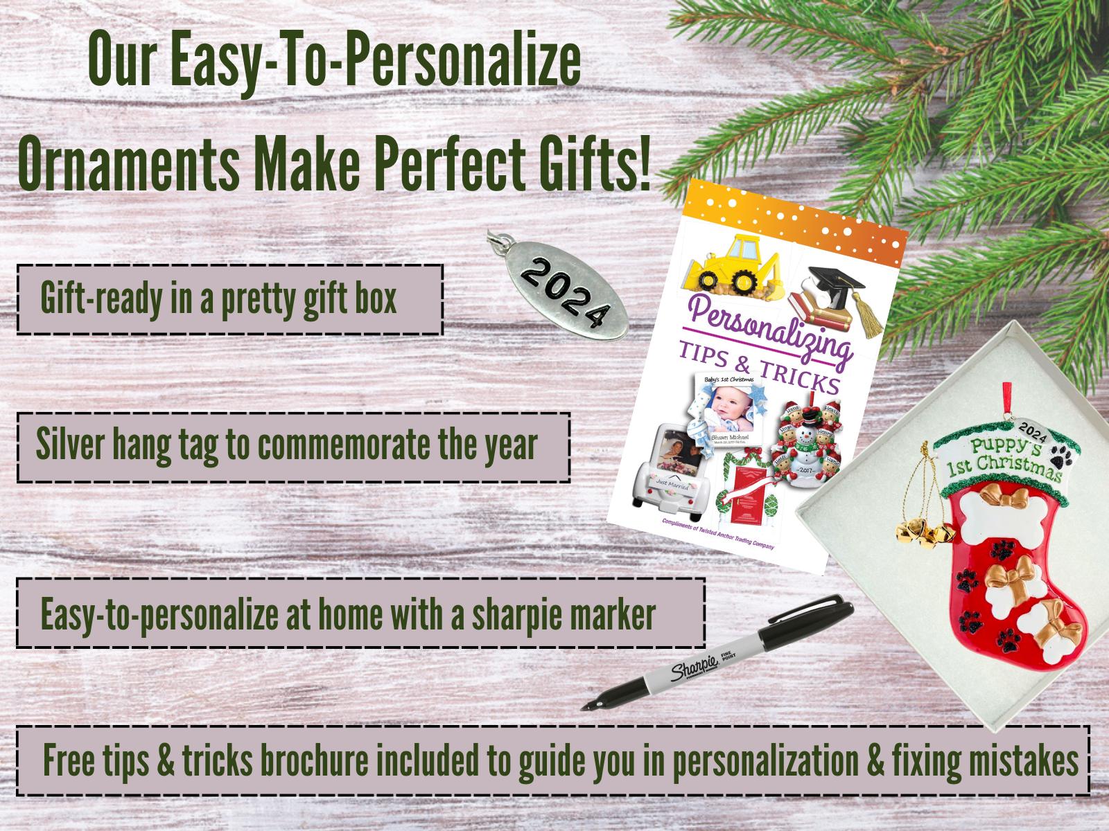 Puppy's First, Dogs First Christmas Ornament 2025 - Dog Christmas Ornaments - Easy to Personalize at Home - Comes in a Gift Box so Its Ready for Giving