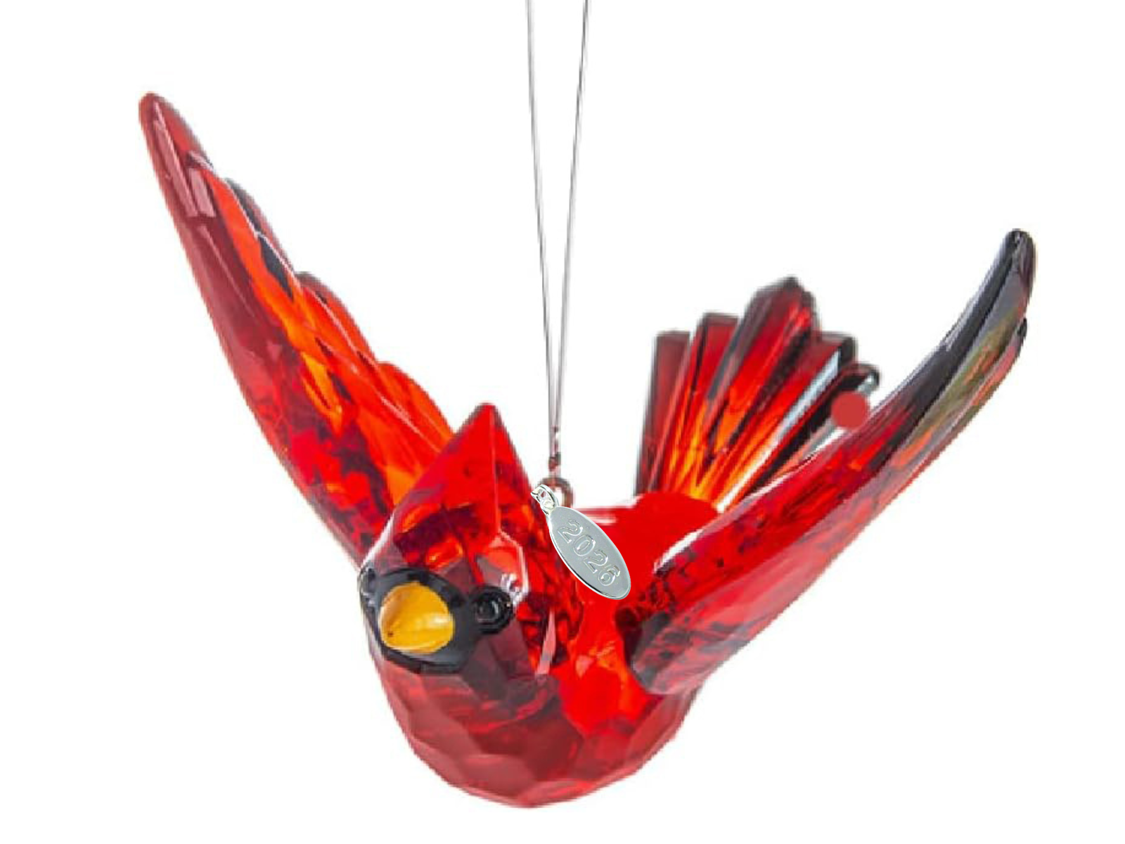 026 Flying Cardinal Memorial Gift, Red Bird Cardinal Ornament Hanging Acrylic Crystal Suncatcher with Year Hangtag, Suction Cup & Gift Boxm Heaven
