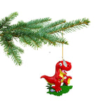Dinosaur Christmas Ornament - Red T-Rex Ornament - Easy to Personalize at Home - Comes in Gift Bag So Its Ready for Giving!