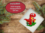 Dinosaur Christmas Ornament - Red T-Rex Ornament - Easy to Personalize at Home - Comes in Gift Bag So Its Ready for Giving!