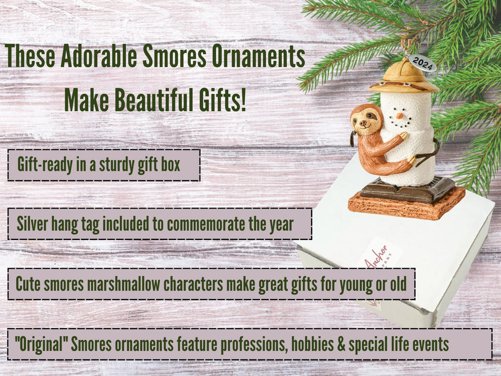 Sloth Ornament - Smores Sloth Christmas Ornaments - Comes in a Gift Box So It's Ready for Giving