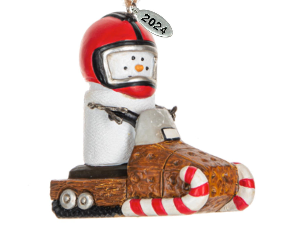 Smores Snowmobile Ornament, Snowmobile Gifts, Snowmobiling Christmas Ornament - Cute Little Smore Riding A Snowmobile - Comes in a Gift Box