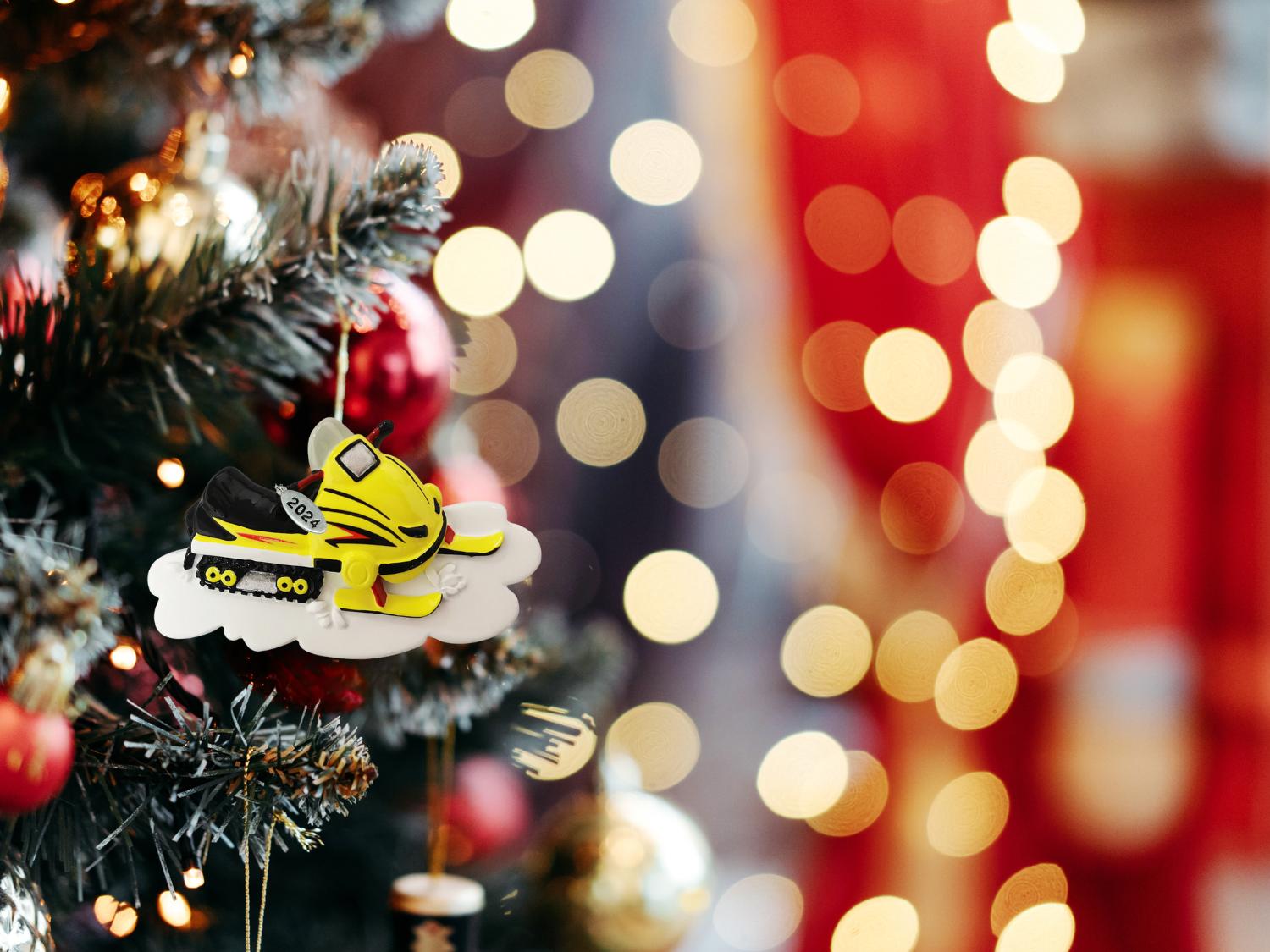 Snowmobile Ornament 2025, Snowmobile Gifts, Snowmobiling Christmas Ornament - Easy to Personalize at Home, Comes in A Gift Box So It's Ready for Giving