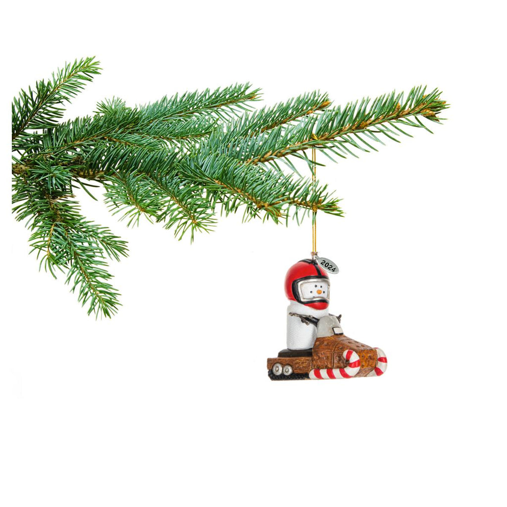 Smores Snowmobile Ornament, Snowmobile Gifts, Snowmobiling Christmas Ornament - Cute Little Smore Riding A Snowmobile - Comes in a Gift Box
