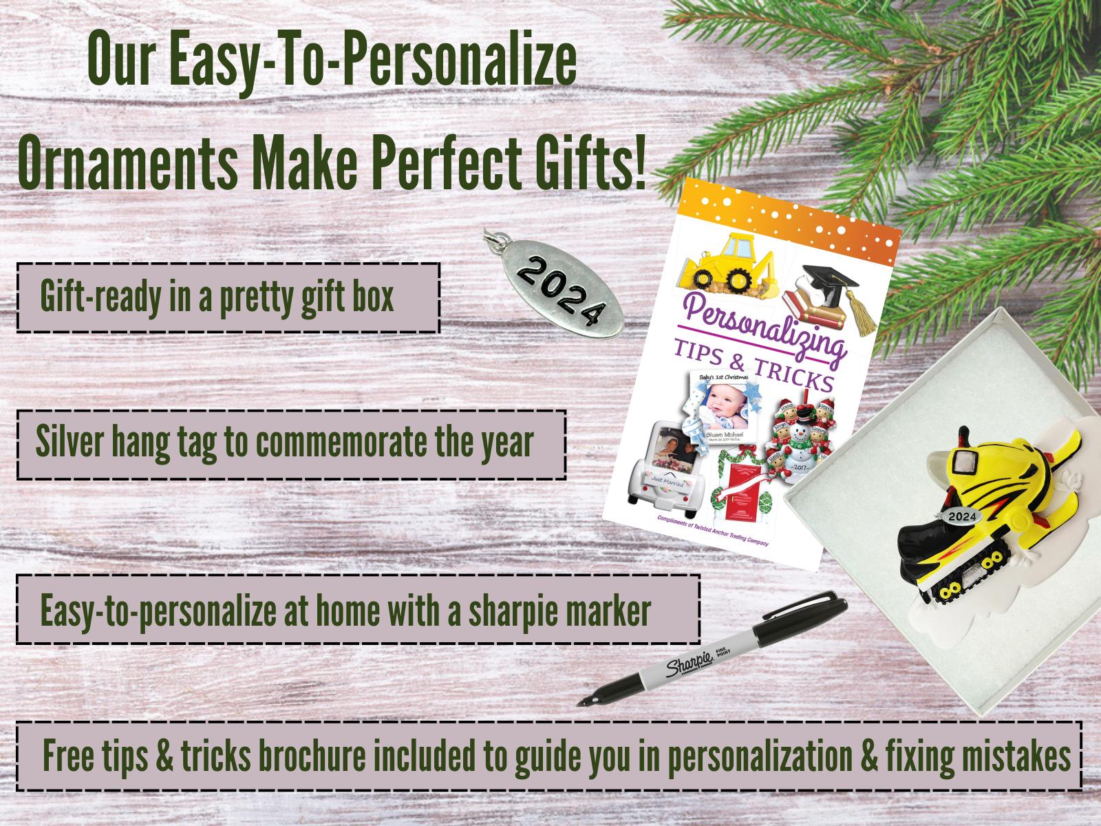 Snowmobile Ornament 2025, Snowmobile Gifts, Snowmobiling Christmas Ornament - Easy to Personalize at Home, Comes in A Gift Box So It's Ready for Giving