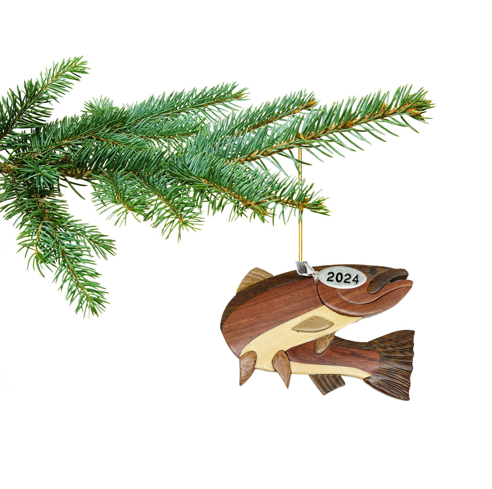 Steelhead Rainbow Trout Fishing Christmas Ornament 2024 Two-Tone Wood Home