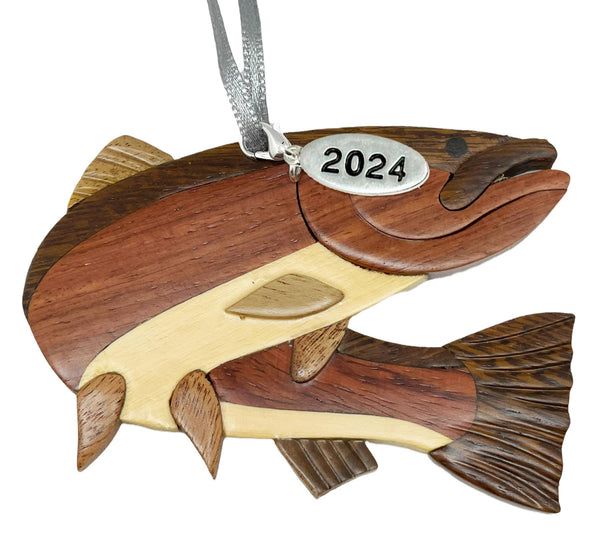 Steelhead Rainbow Trout Fishing Christmas Ornament 2024 Two-Tone Wood Home